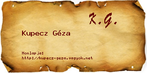 Kupecz Géza névjegykártya