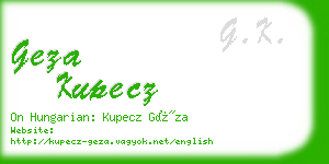 geza kupecz business card